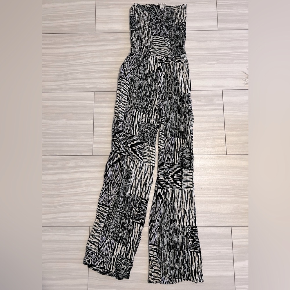 American Eagle Strapless geo wide leg Jumpsuit.